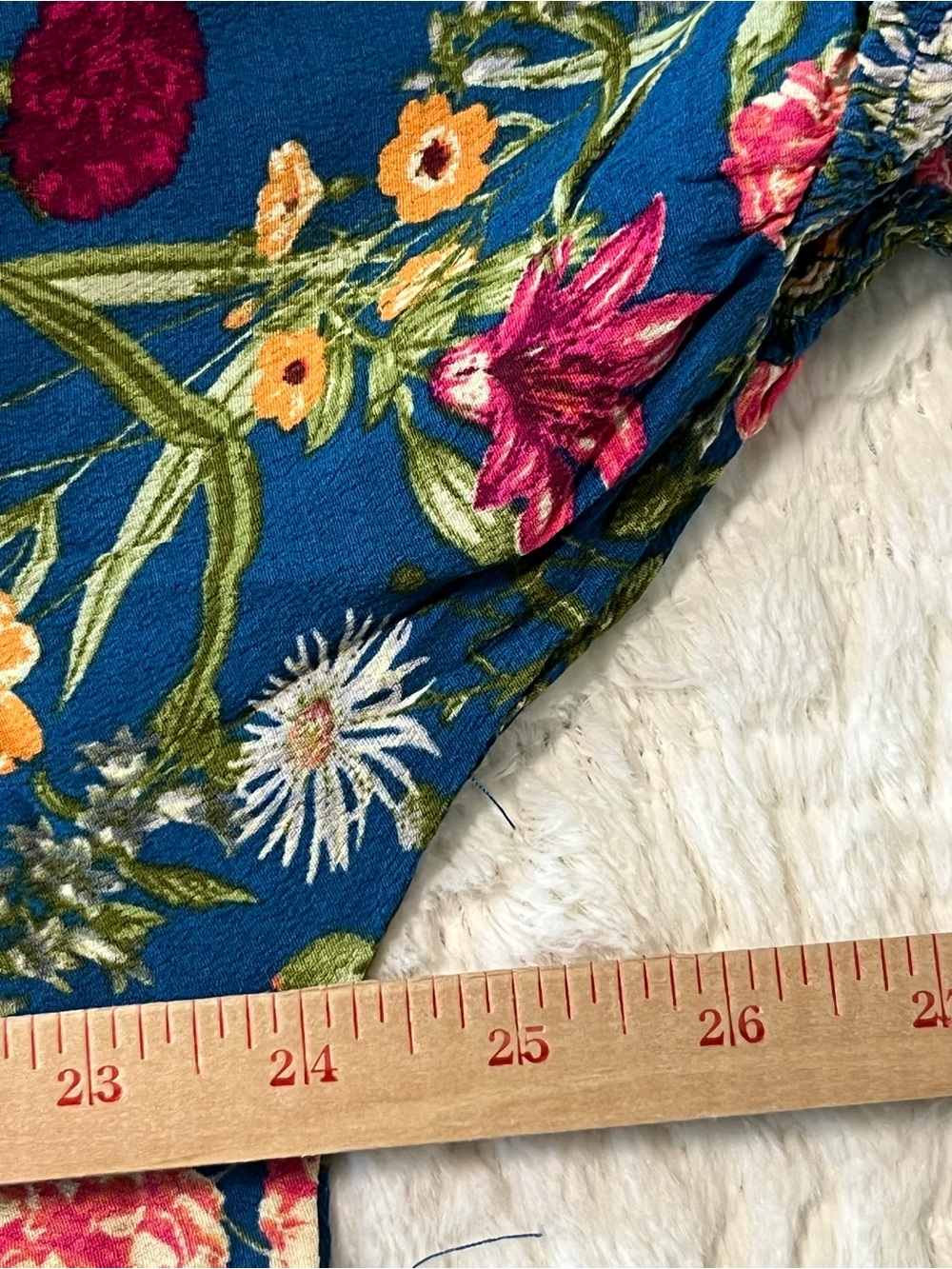 Terra & Sky Teal Floral Smocked Blouse with Pink Accents Size 2X - Picture 8 of 9